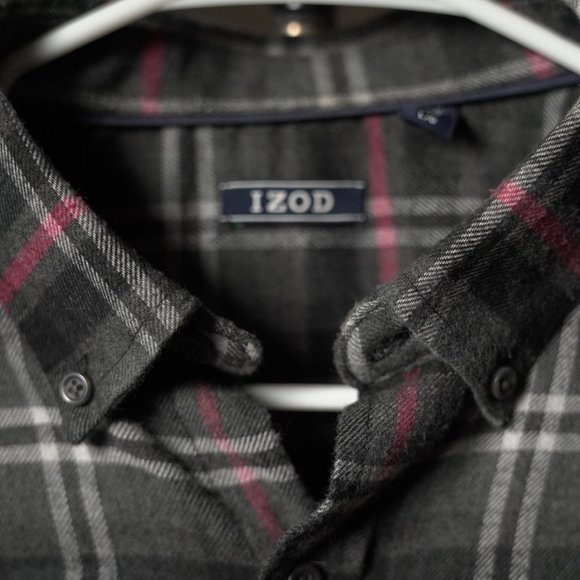 IZOD Flannel Button Down Shirt - LARGE - Picture 3 of 3
